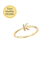 14 Ayar Altın K Harfli Yüzük