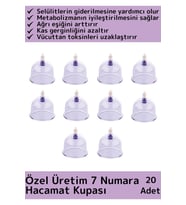 Özel Üretim Yüksek Kaliteli Selülit Çatlak Giderici Vakumlu 7 Numara Hacamat Kupası 20 Adet