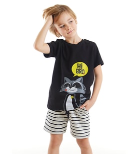 Rakun Erkek Çocuk T-shirt Şort Takım (Çok Renkli)