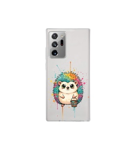 Samsung Galaxy Note 20 Ultra ile Uyumlu Splash Kirpi Tasarımlı Şeffaf Silikon Kılıf