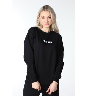 Kadın Baskılı Sweat Siyah