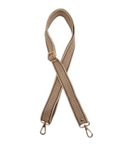 Angel Çanta Aksesuar 120x3 cm Polyester Kolon Çanta Sapı Bej Renk Kahve Şeritli Light Gold Metalli