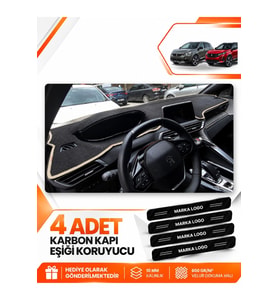 PEUGEOT 3008 (2016-2023) Uyumlu Ön Torpido Koruma Kılıfı Halısı - Siyah Bej