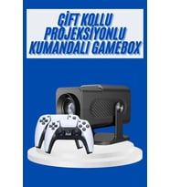 Mey İthalat® 4K Android Smart Wi-fi Çift Kollu Projeksiyon Game Box Kumandalı Taşınabilir