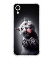 PrintiFy Apple iPhone XR Uyumlu Kedi 2 Baskılı Şeffaf Köşe Korumalı Antişok Kılıf