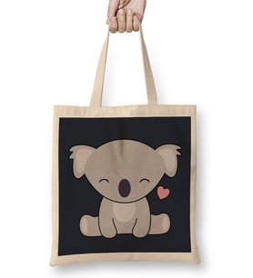 Kawaii Cute Koala With Heart Bez Çanta Uzun Saplı