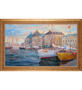 Çerçeveli Paspartulu Manzara Tablo bm1242 (Gold)