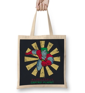 Captain Planet Retro Japanese Bez Çanta Uzun Saplı