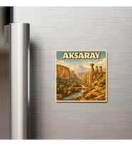 Aksaray Şehri - Pop-Art Travel - 9x9 cm Buzdolap Magneti