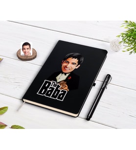BK Gift Kişiye Özel Godfather Baba Karikatürlü Siyah Defter ve Kalem Hediye Seti-4