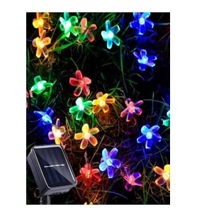 6 Metre 30 Led Çiçek Solar Lamba Güneş Enerjili Rgb Renkli Işık Bahçe Aydınlatma Parti Süs Lambası (Karışık)