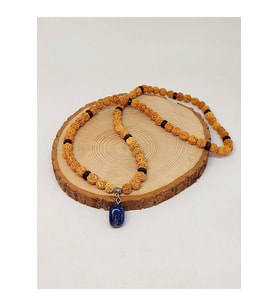 Lapis Taşlı Rudraksha Tohum Kolye Dolama Bileklik 8mm (49712)