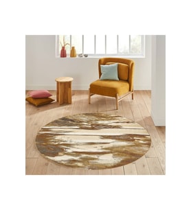 Eliana Home Baskılı, Yıkanabilir Kaymaz Taban Yuvarlak Halı LNA7174 120x120 cm (Kahverengi)
