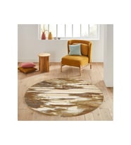 Eliana Home Baskılı, Yıkanabilir Kaymaz Taban Yuvarlak Halı LNA7174 120x120 cm (Kahverengi)
