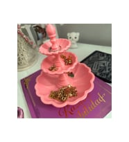 3 Katlı Pembe Takı Standı, Yüzük ve Kolye Düzeni Organizer
