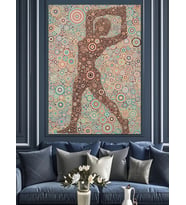 Çiçek Deseni Soyut Dansçı Figürü Dekoratif Kanvas - Mdf Ahşap Tablo
