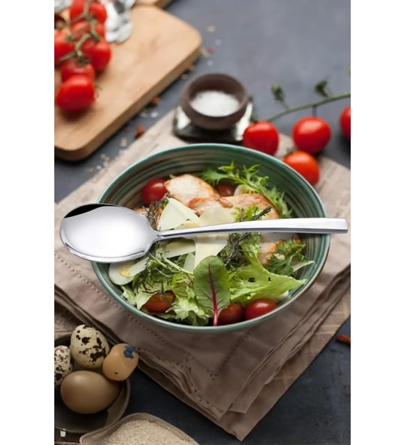 Paslanmaz Çelik Mini Servis Kaşığı 20 cm Salata Tatlı Yemek Servis