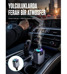 Araç İçi Çok Fonksiyonlu Şarj Cihazı Hava Nemlendirici Aroma Ve Yıldız Işık Yeni Nesil