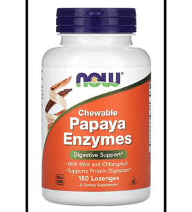 NOW Foods, Chewable Papaya Enzymes, 180 Lozenges. USA Menşei. 3831 (Renksiz)