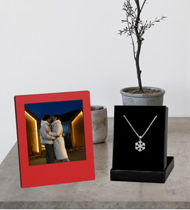 Kişiye Özel Fotoğraflı Ahşap Çerçeve Ve Kartanesi Kolye Set