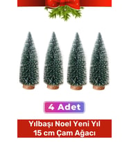 Mini Çam Masaüstü Minyatür Dekorasyon Küçük Süs Kar Yeni Yıl Noel Yapay Sedir Ağacı 15cm 4 Adet