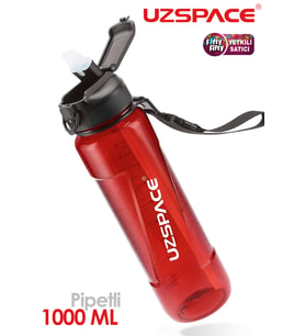 Uzspace FiftyFifty PİPETLİ 1000ml -Büyük Boy- Tritan Su Matarası