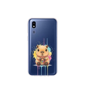 Samsung Galaxy A2 Core ile Uyumlu Splash Kapibara Tasarımlı Şeffaf Silikon Kılıf
