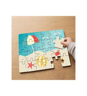 Plaj - Deniz - Kumsal Tasarımlı 24 Parça Ahşap Çocuk Puzzle MPK0288