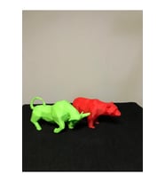 3D Boğa ve Ayı Figürleri, Borsa Temalı Masa Dekorasyonu, Renkli Obje