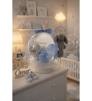 Hoş geldin bebek balon  Hediye Kutusu – Peluş Tavşan &Balonlu (Bebe Mavisi)