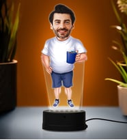 Doğum Günü Hediyesi,Sevgiliye Hediye, Kişiye Özel Fotoğraflı Baba Karikatür 3D Led Lamba (Beyaz)