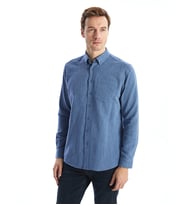 LCWAIKIKI Classic İndigo Regular Fit Uzun Kollu Keten Karışımlı Erkek Gömlek