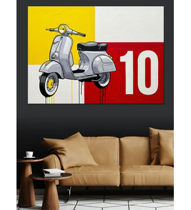 Vespa Scooter 10 Numara Dekoratif Kanvas - Mdf Ahşap Tablo