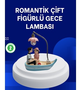 Romantik Sandal Üzerinde Çift Figürü LED Gece Lambası Masa Dekoru