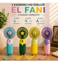 Şarjlı Çiçek Desenli Mini El Fanı 3 Kademeli – Taşınabilir USB Şarjlı Soğutucu El Pervanesi