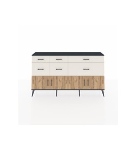 Arges Konsol Tek Raflı 6 Çekmeceli 4 Kapaklı 176x30x99 Antrasit-Çam/Aytaşı