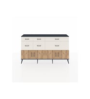Arges Konsol Tek Raflı 6 Çekmeceli 4 Kapaklı 176x30x99 Antrasit-Çam/Aytaşı