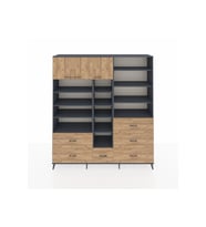 Hyperion Dolap 17 Raflı 6 Çekmeceli 3 Kapaklı 220x44x243 Antrasit-Çam/Çam