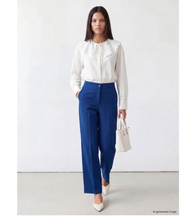 LCW Modest Lacivert Beli Lastikli Geniş Paça Kadın Pantolon