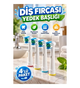 Aile Kullanımına Uygun Renk Halkalı Diş Fırçası Yedek Başlığı – 4’lü Paket