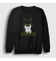 Presmono Unisex Siyah Catman Kedi Sweatshirt 396081tt