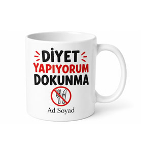 Diyet Yapıyorum Dokunma Yazılı Komik Kupa Bardak Esprili Hediye