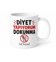 Diyet Yapıyorum Dokunma Yazılı Komik Kupa Bardak Esprili Hediye