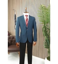Jan Carlucci Yünlü Erkek Slimfit Mono Yaka Yeşil Drop 6 Tek Ceket