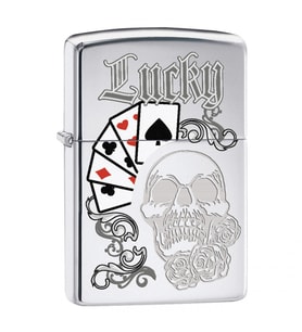 Zippo Grunge Lucky Skull Çakmak - 49007-00071-MODEL10