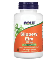 NOW Supplements Slippery Elm (Ulmus rubra) 400mg 100 Veg Capsules.