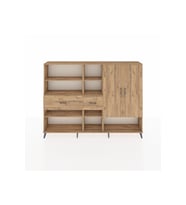 Arges Dolap 10 Raflı 2 Çekmeceli 2 Kapaklı 220x30x163 Çam-Çam