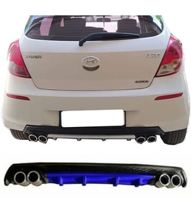 Hyundai i20 Mavi Difüzör Çiftli Yuvarlak Egzoz Görünümlü D Tip Difizör