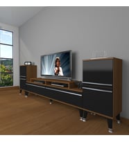Decoraktiv Ekoflex On2 Mdf Silver Tv Ünitesi Tv Sehpası - Ceviz Siyah (Siyah - Ceviz)
