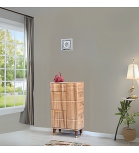 Roma Atlantik Çam Ayakkabılık Gold Detaylı 1 Kapaklı 1 Çekmeceli 2 Düşen Kapak 60x34x150 Cm
